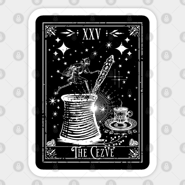 The Cezve Turkish Coffee Tarot Card Sticker by H. R. Sinclair